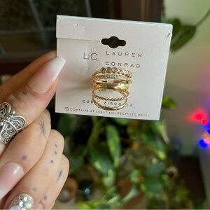 LC Lauren Conrad size 7 gold and CZ cubic zirconia stackable ring set